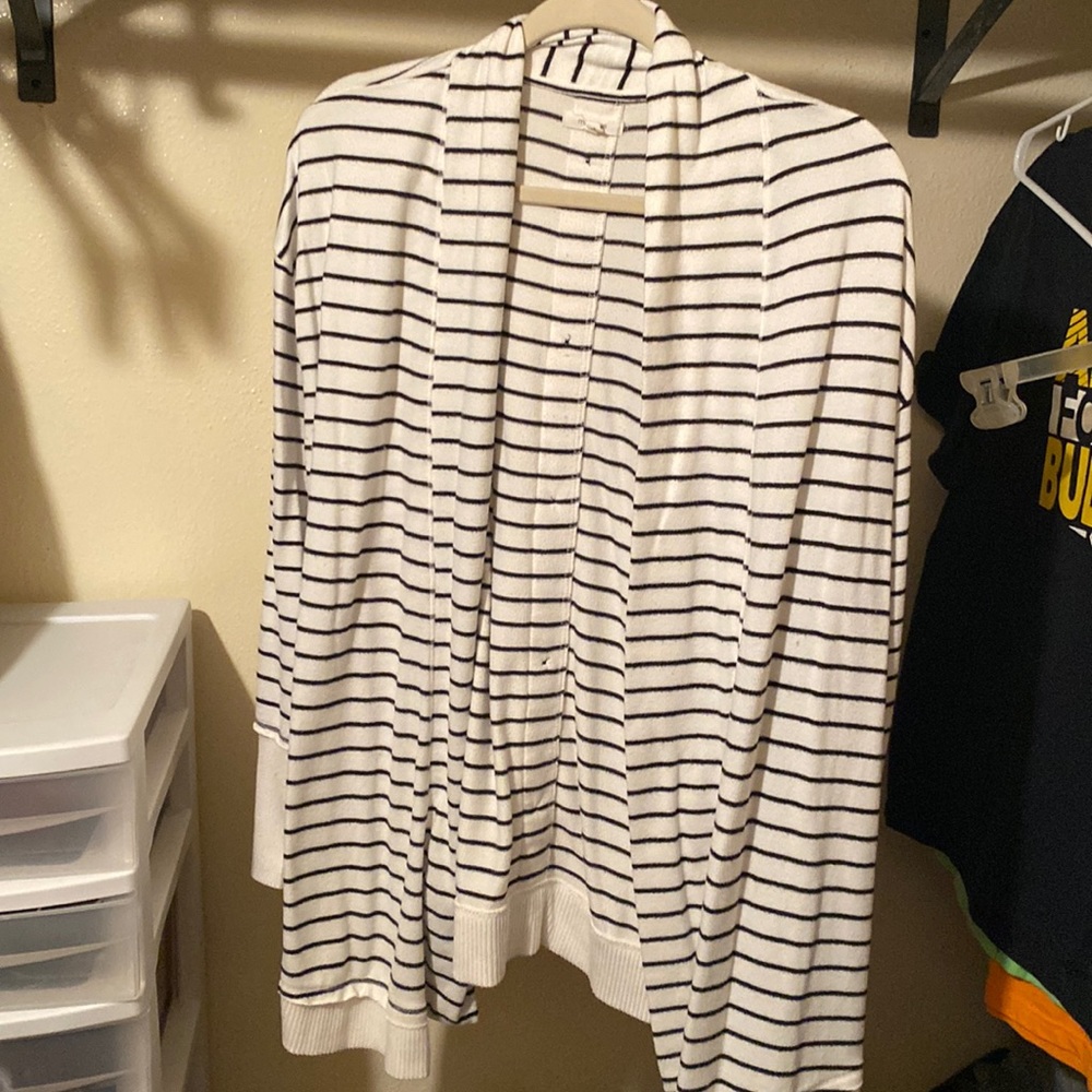 Striped long sleeve cardigan